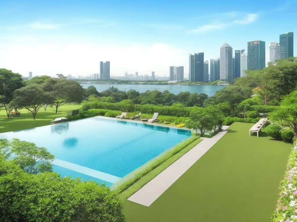 DreamShaper_v7_pool_yoga_lawn_with_lake_and_garden_view_in_sin_0.jpg